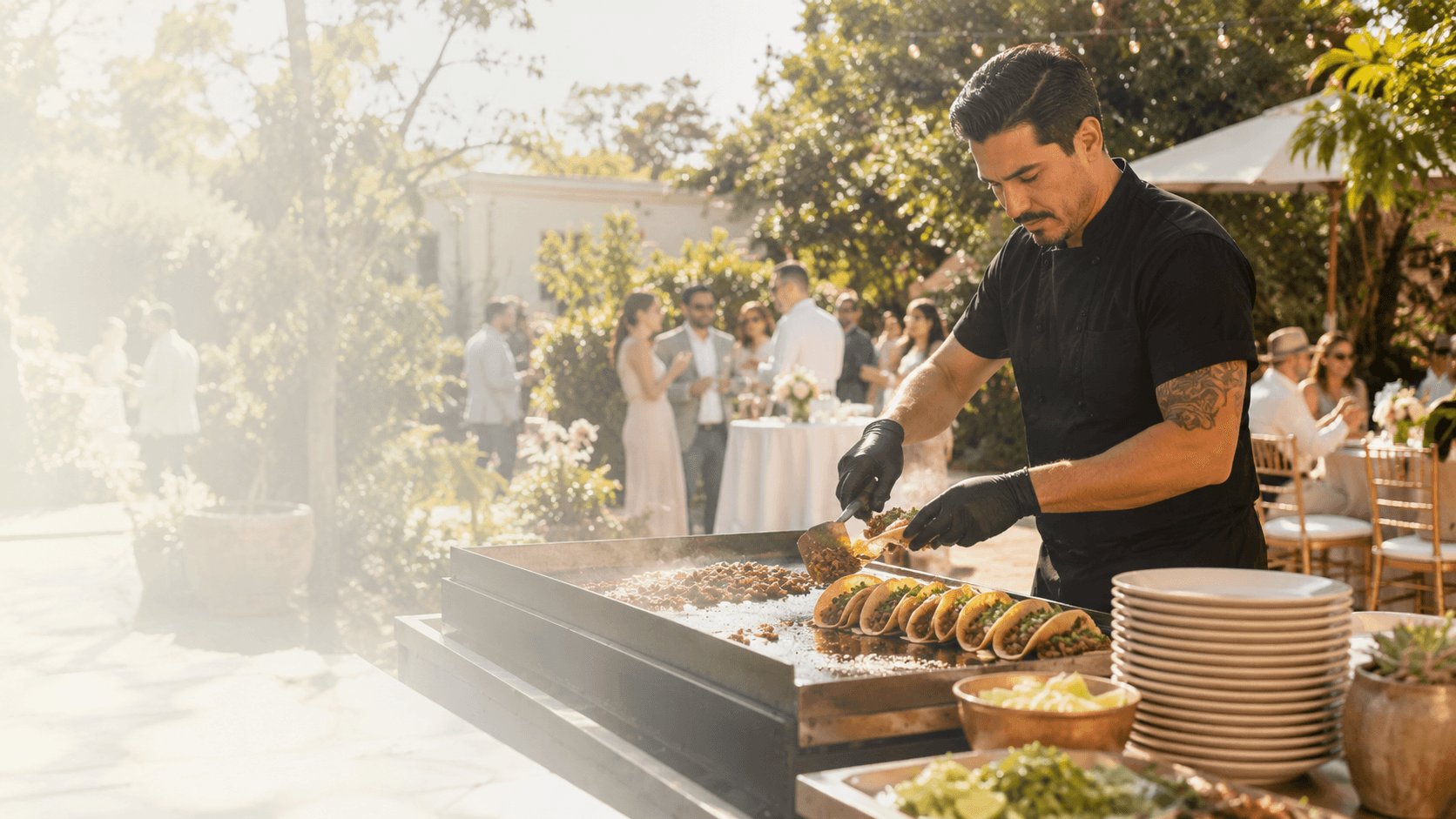 Live Cooking event service in day lighting