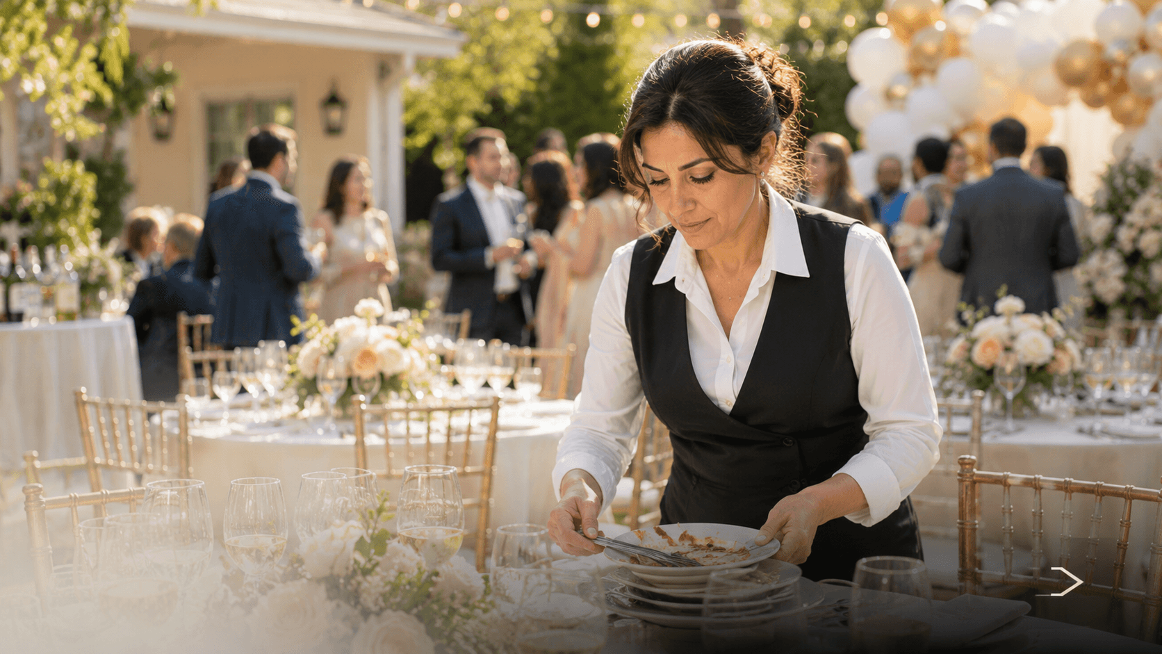 Waitstaff event service in day lighting