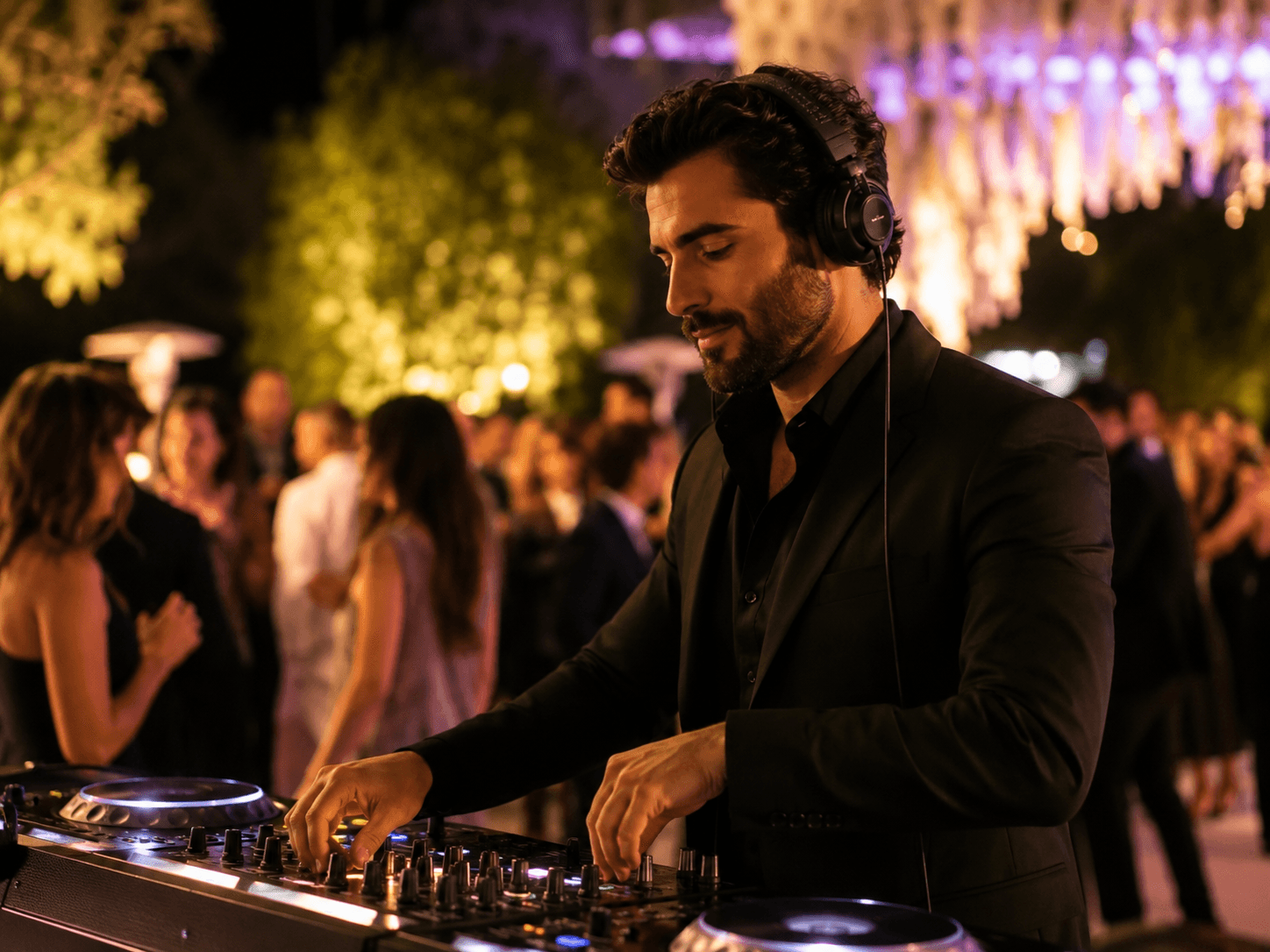 DJ event service in night lighting