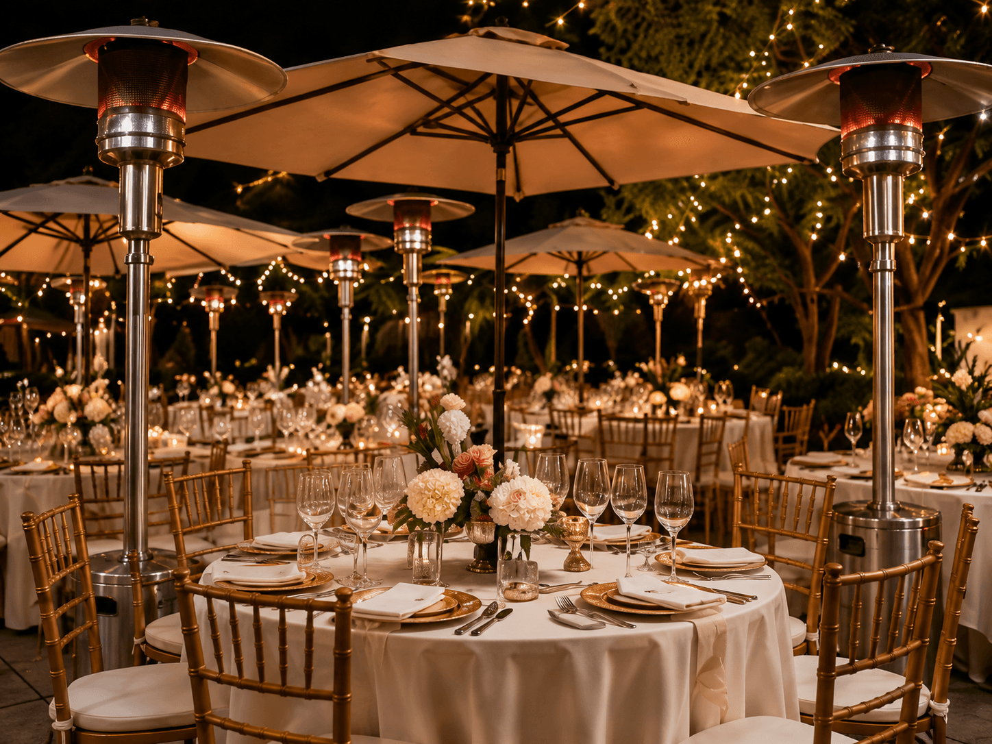 Rentals event service in night lighting